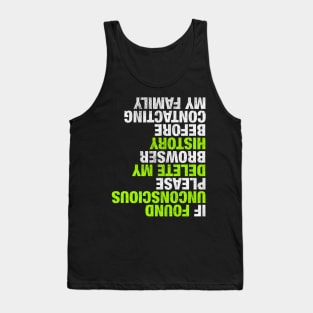 Funny Skateboarder Design DELETE MY HISTORY graphic Tank Top